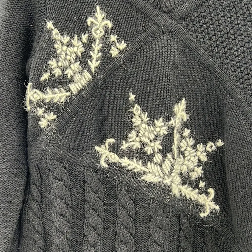 Hanna Andersson Snowflake Heavyweight Sweater - Black/White - 5T